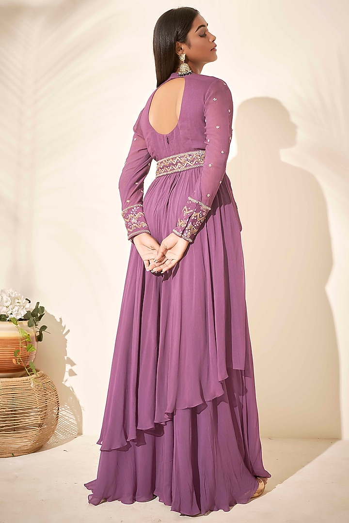 Mauve Asymmetrical Tunic Set by Suruchi Parakh at Pernia's Pop Up Shop
