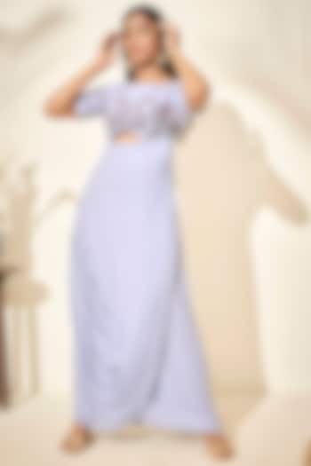 Light Blue Cowl Draped Vacation Dress by Suruchi Parakh at Pernia's Pop Up Shop