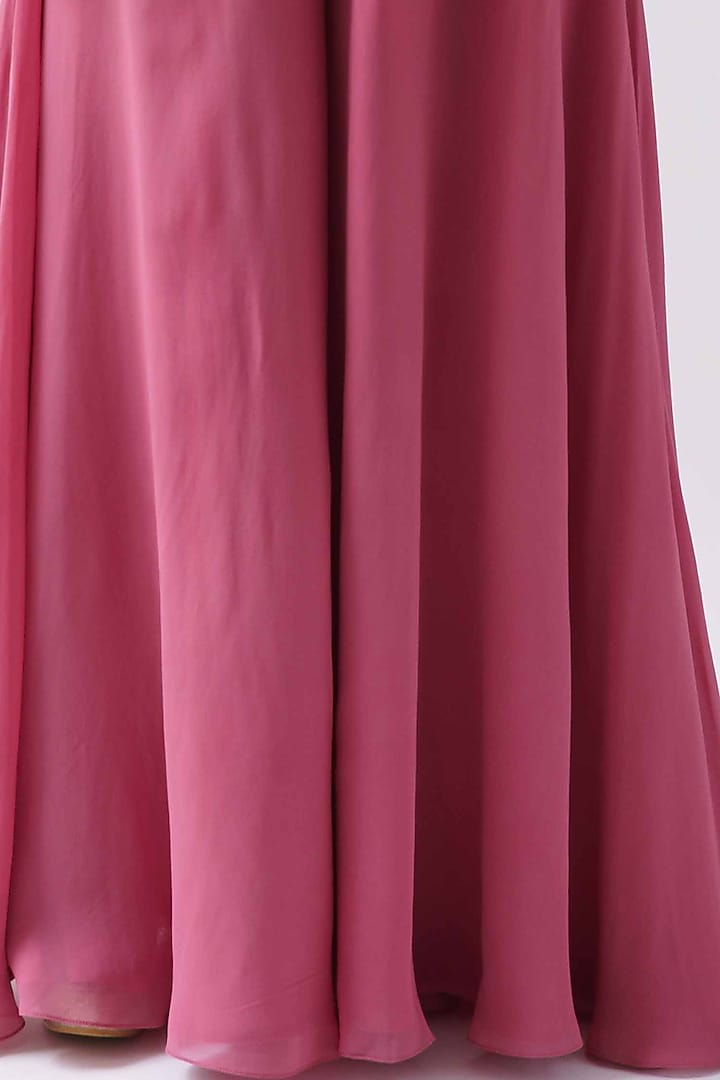 Pink Georgette Flared Pant Set by Suruchi Parakh at Pernia's Pop Up Shop