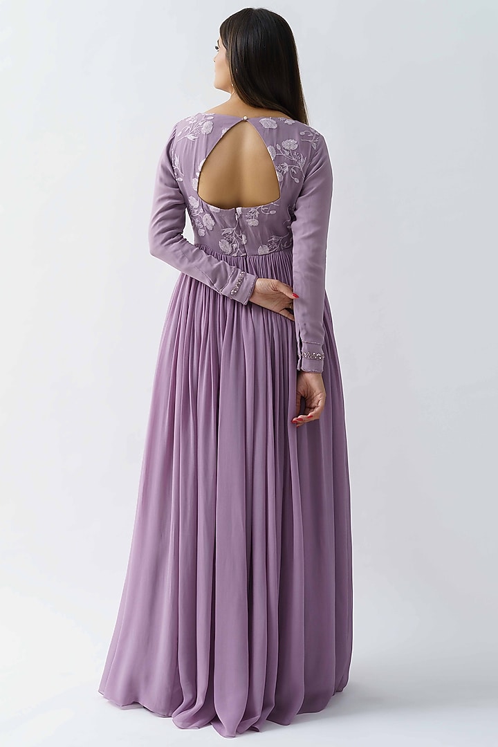 Mauve Georgette Crepe Vacation Dress by Suruchi Parakh at Pernia's Pop Up Shop