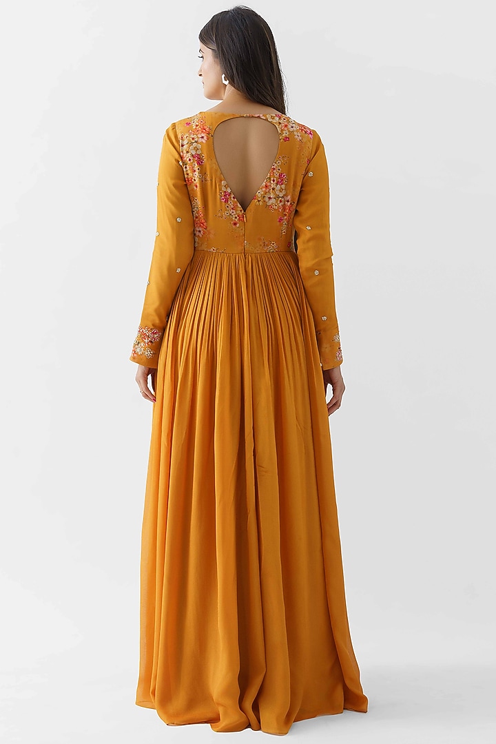 Mustard Yellow Hand Embroidered Vacation Dress by Suruchi Parakh at Pernia's Pop Up Shop