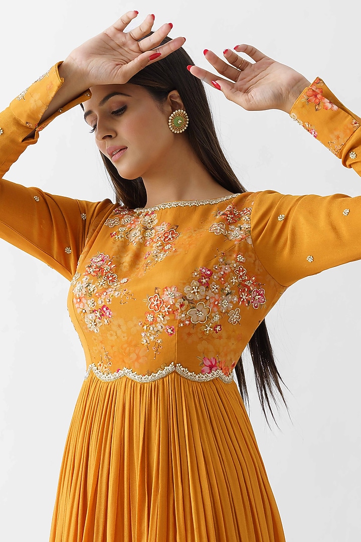 Mustard Yellow Hand Embroidered Vacation Dress by Suruchi Parakh at Pernia's Pop Up Shop