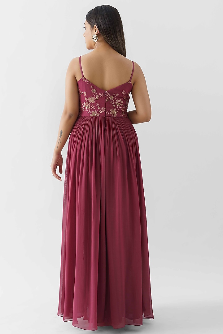 Wine Sequins Embroidered Vacation Dress by Suruchi Parakh at Pernia's Pop Up Shop