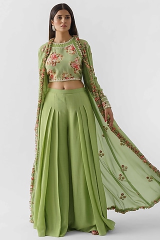 Green Embroidered Jacket Set by Suruchi Parakh
