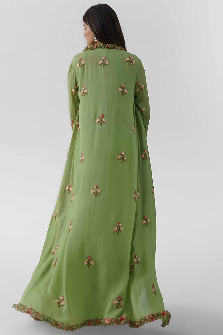 Green Embroidered Jacket Set by Suruchi Parakh at Pernia's Pop Up Shop