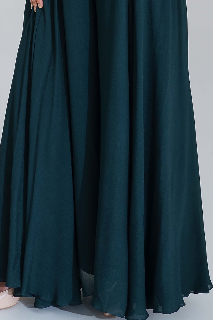 Green Georgette Crepe Flared Pant Set by Suruchi Parakh at Pernia's Pop Up Shop