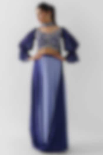 Purple & Lilac Draped Skirt Set by Suruchi Parakh