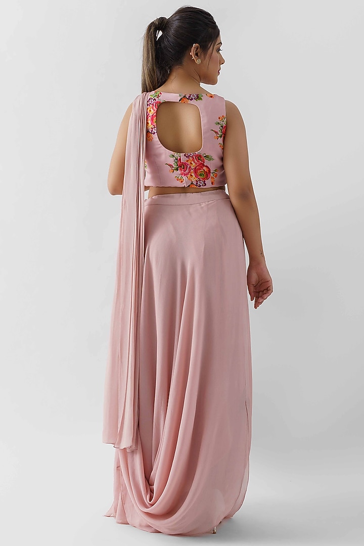 Chewing Gum Pink Georgette Crepe Skirt Set by Suruchi Parakh at Pernia's Pop Up Shop