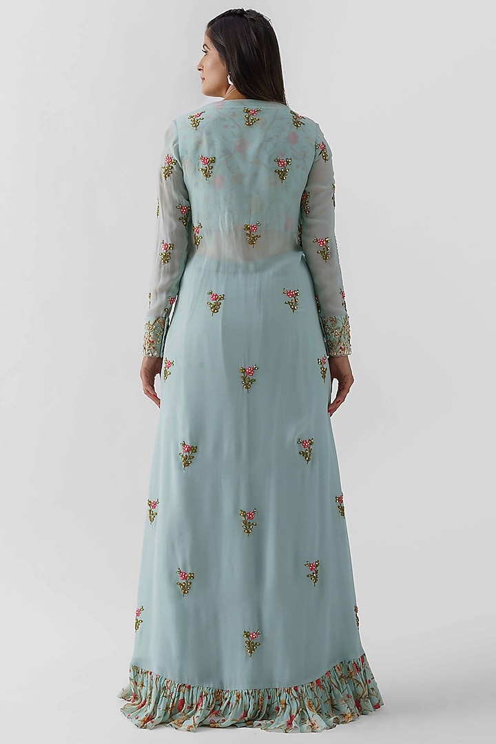Light Blue Georgette Jacket Set by Suruchi Parakh at Pernia's Pop Up Shop