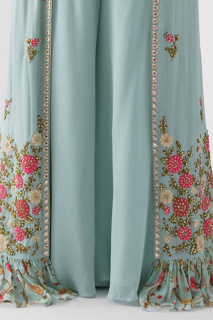 Light Blue Georgette Jacket Set by Suruchi Parakh at Pernia's Pop Up Shop