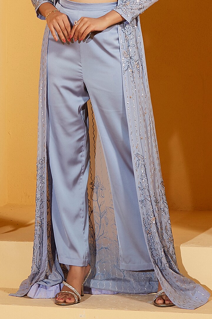 Lilac Georgette Crepe Embroidered Jacket Set by Suruchi Parakh at Pernia's Pop Up Shop