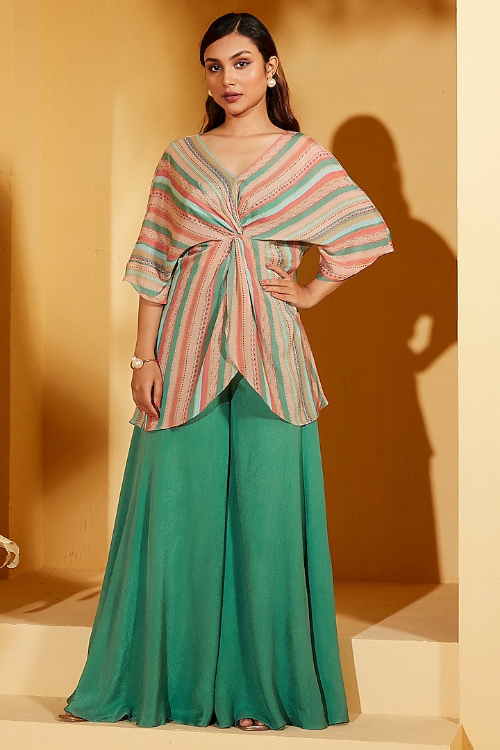 Green Georgette Crepe Co-Ord Set by Suruchi Parakh at Pernia's Pop Up Shop