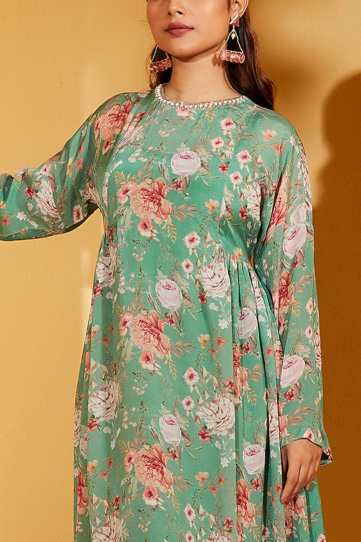 Green Georgette Crepe Co-Ord Set by Suruchi Parakh at Pernia's Pop Up Shop