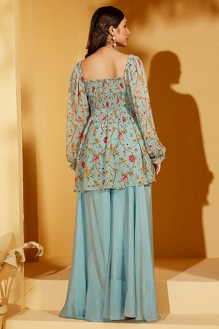 Light Blue Georgette Crepe Co-Ord Set by Suruchi Parakh at Pernia's Pop Up Shop