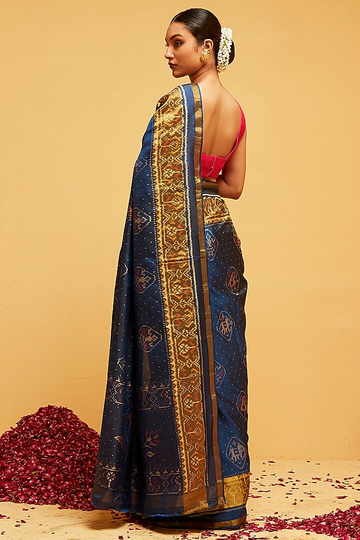 Blue Silk Patola Party Wear Saree by Suruchi Parakh at Pernia's Pop Up Shop
