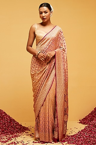 Maroon Georgette Banarasi Bandhani Shaded Saree by Suruchi Parakh