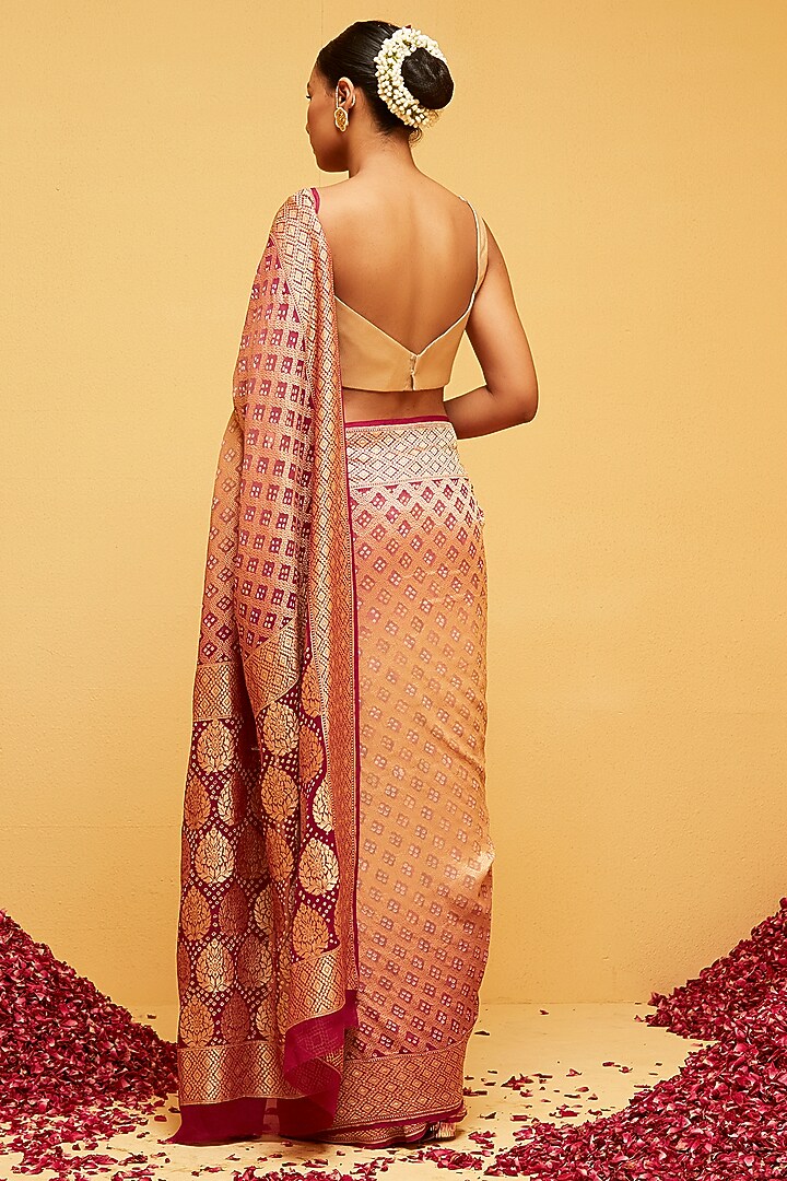 Maroon Georgette Banarasi Bandhani Shaded Party Wear Saree by Suruchi Parakh at Pernia's Pop Up Shop