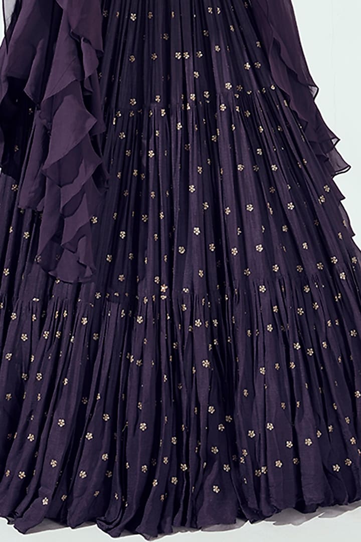 Purple Layered Wedding Lehenga Set by Suruchi Parakh at Pernia's Pop Up Shop