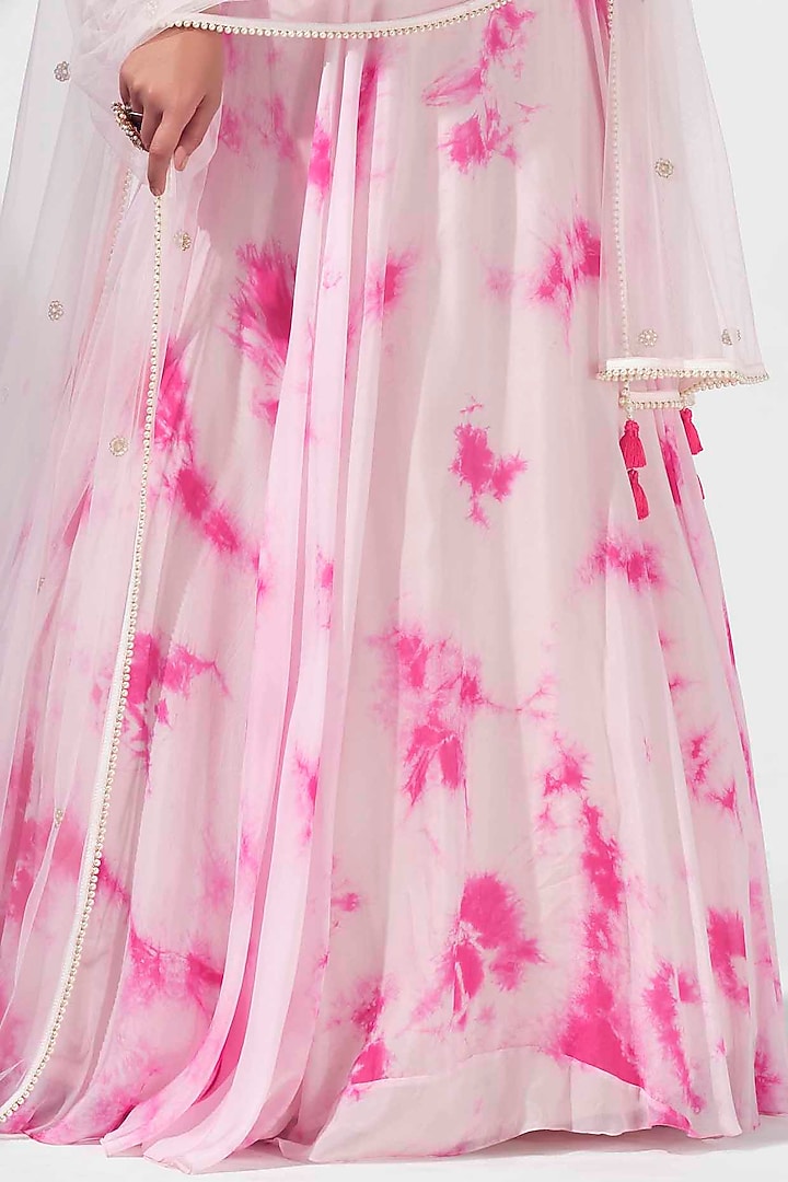 Light Pink Hand Tie-Dye Wedding Lehenga Set by Suruchi Parakh at Pernia's Pop Up Shop