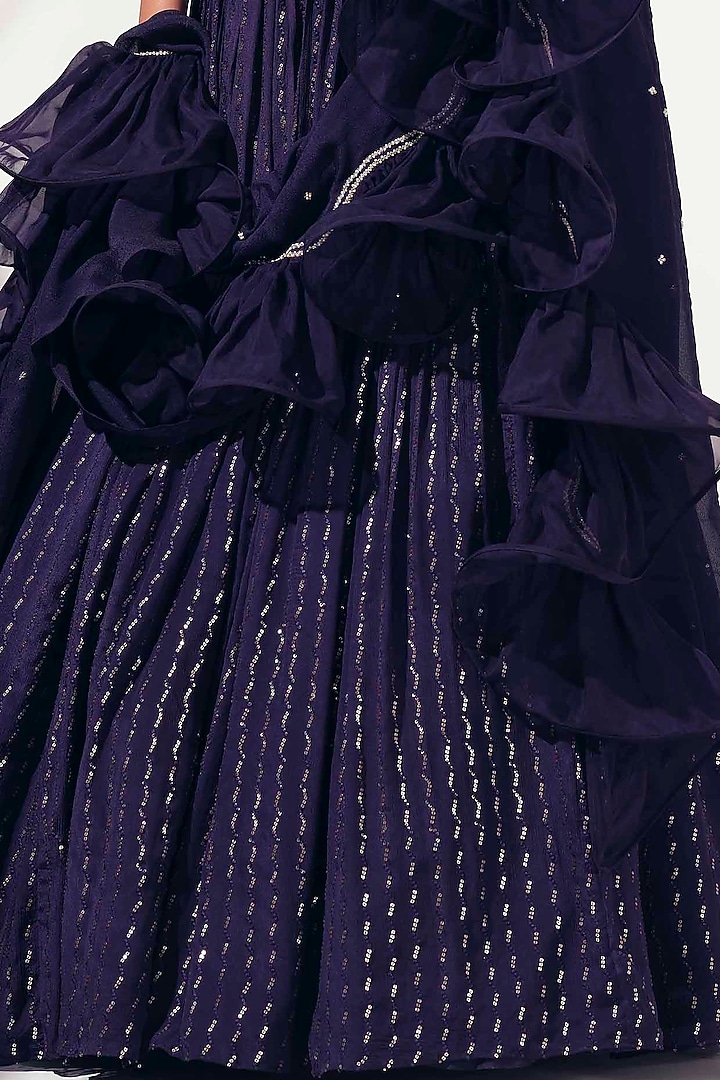 Violet Georgette & Soft Organza Wedding Lehenga Set by Suruchi Parakh at Pernia's Pop Up Shop