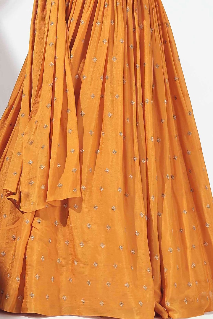 Light German Mustard Pleated Wedding Lehenga Set by Suruchi Parakh at Pernia's Pop Up Shop
