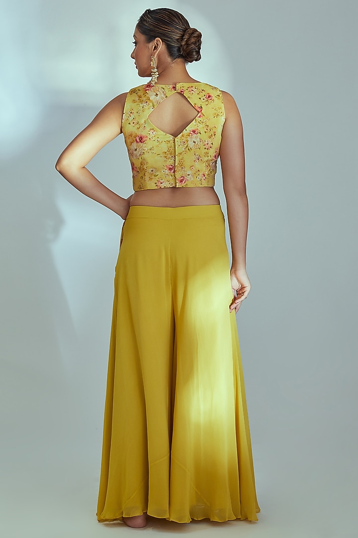 Yellow Georgette Pant Set by Suruchi Parakh at Pernia's Pop Up Shop