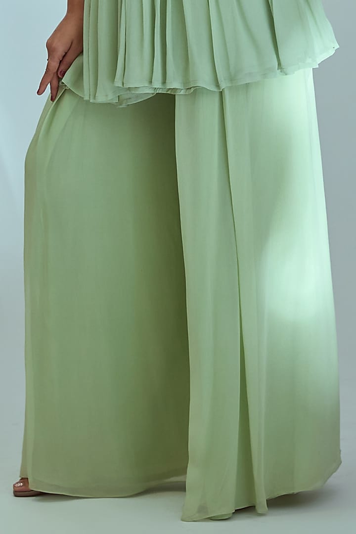 Green Georgette Pant Set by Suruchi Parakh at Pernia's Pop Up Shop