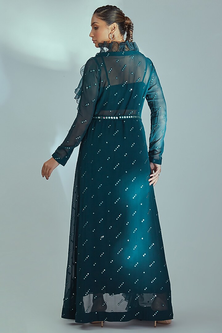 Green Embroidered Jacket Set by Suruchi Parakh at Pernia's Pop Up Shop