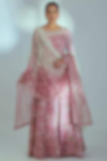 Pink Georgette Printed Anarkali Set by Suruchi Parakh