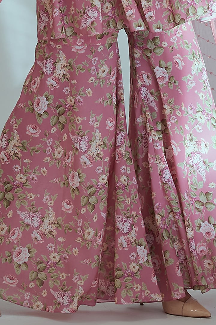 Pink Georgette Printed Wedding Anarkali Set by Suruchi Parakh at Pernia's Pop Up Shop