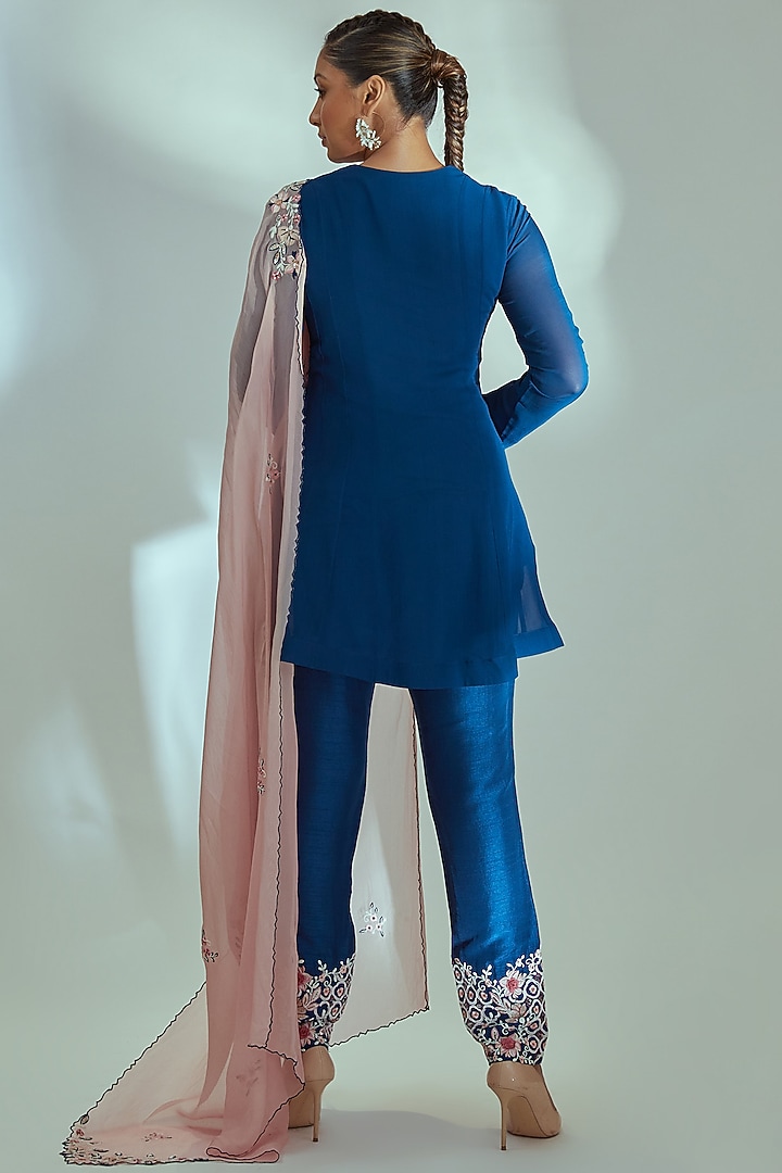 Blue Georgette Party Wear Anarkali Set by Suruchi Parakh at Pernia's Pop Up Shop
