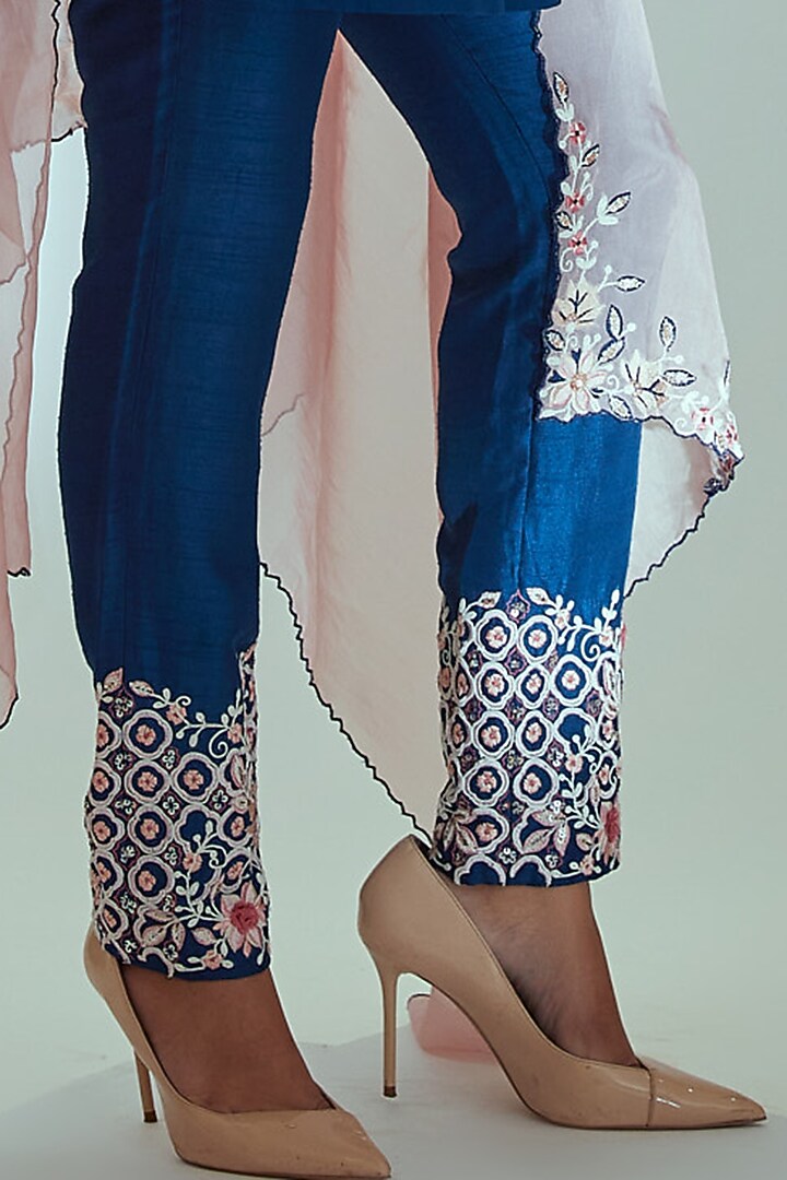 Blue Georgette Party Wear Anarkali Set by Suruchi Parakh at Pernia's Pop Up Shop