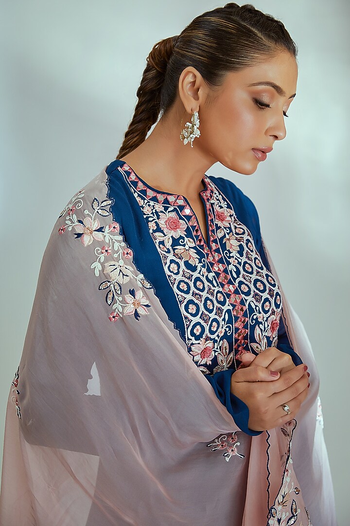 Blue Georgette Party Wear Anarkali Set by Suruchi Parakh at Pernia's Pop Up Shop