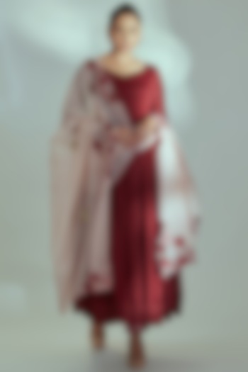 Maroon Georgette Wedding Anarkali Set by Suruchi Parakh at Pernia's Pop Up Shop