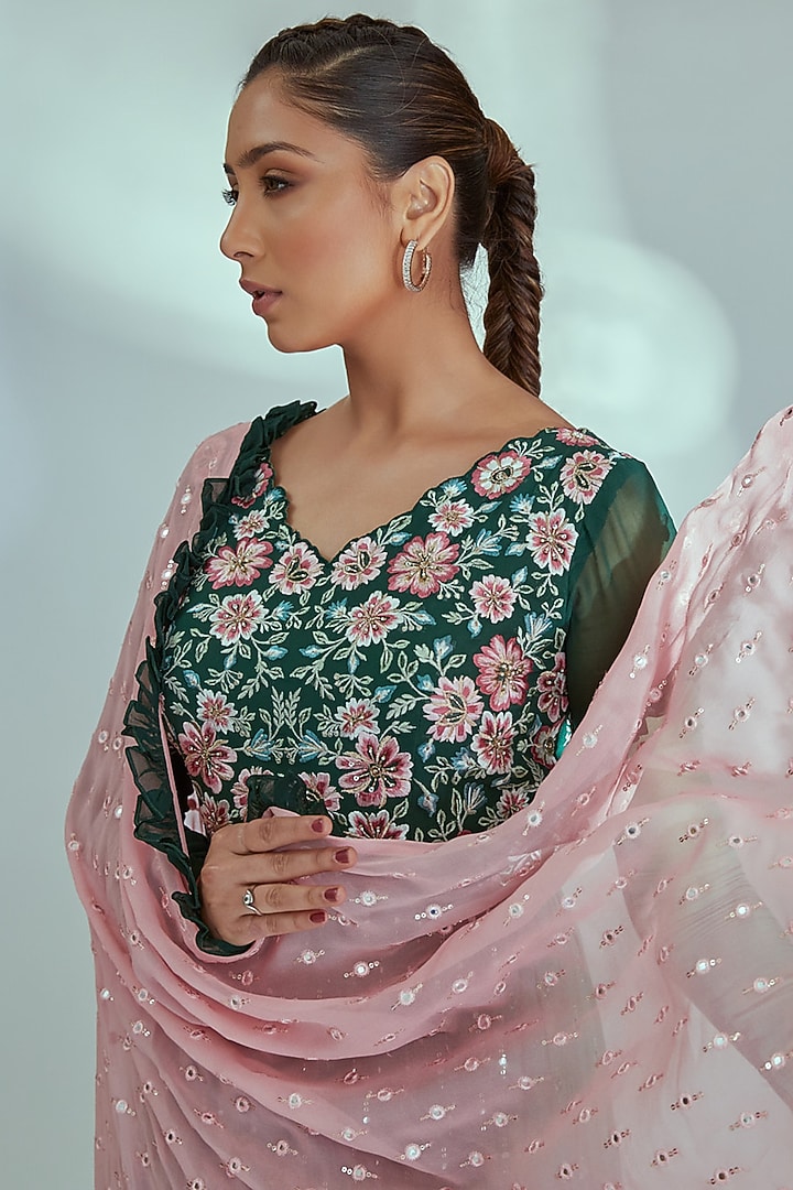 Green Embroidered Wedding Anarkali Set by Suruchi Parakh at Pernia's Pop Up Shop