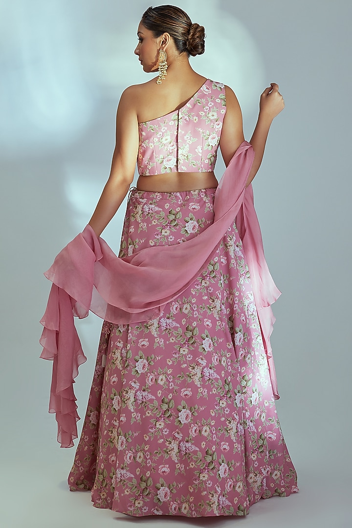 Pink Floral Printed Wedding Lehenga Set by Suruchi Parakh at Pernia's Pop Up Shop