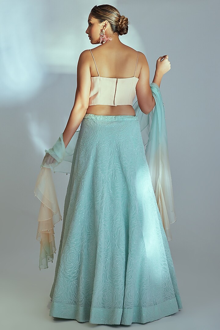Sea Green Embroidered Wedding Lehenga Set by Suruchi Parakh at Pernia's Pop Up Shop