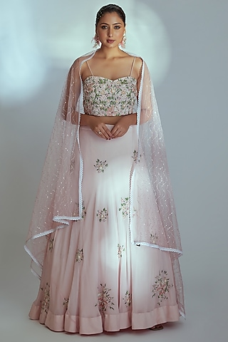 Pink Embroidered Lehenga Set by Suruchi Parakh