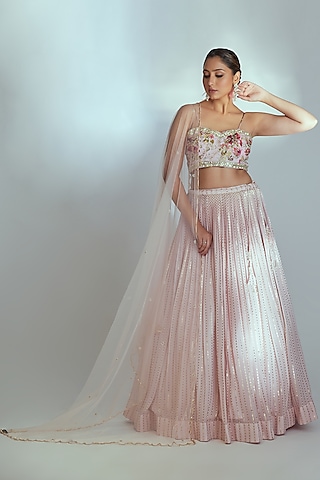 Pink Lehenga Set With Embroidery by Suruchi Parakh
