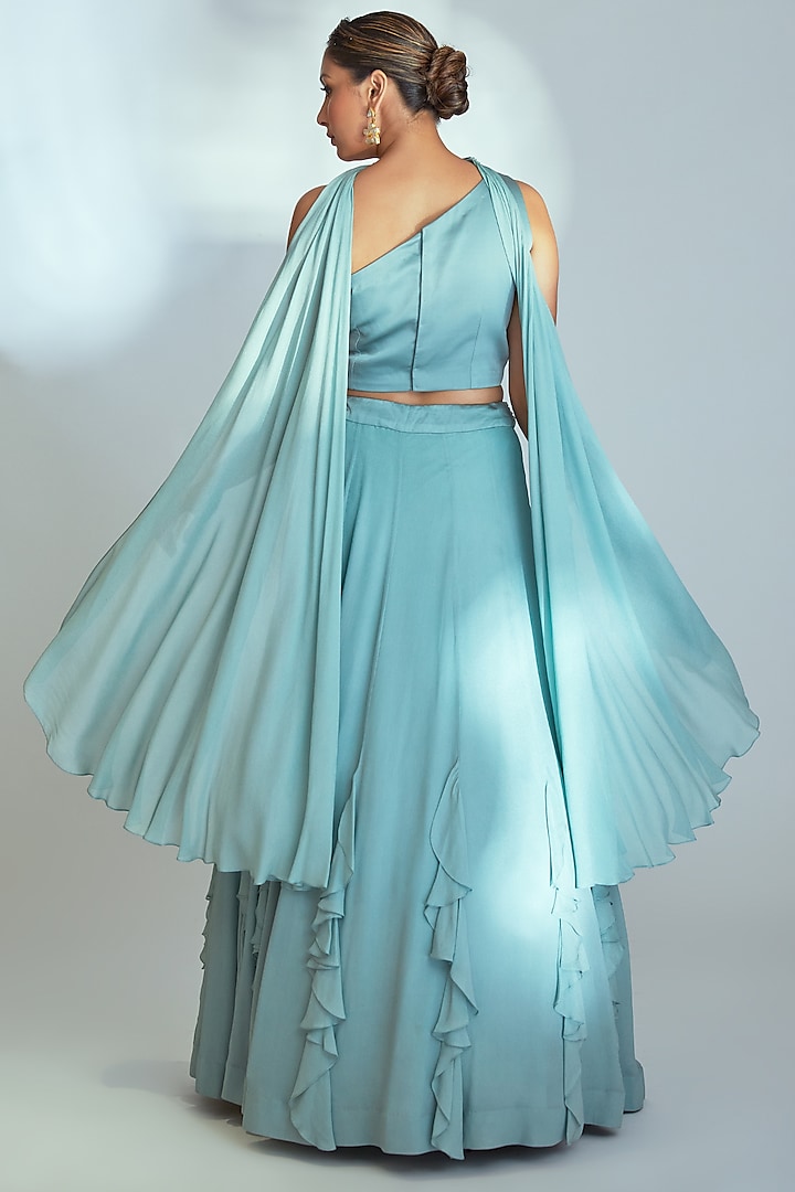 Sea Green Georgette Wedding Lehenga Set by Suruchi Parakh at Pernia's Pop Up Shop