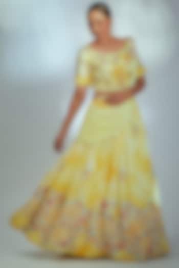 Yellow Wedding Lehenga Set With Print by Suruchi Parakh at Pernia's Pop Up Shop