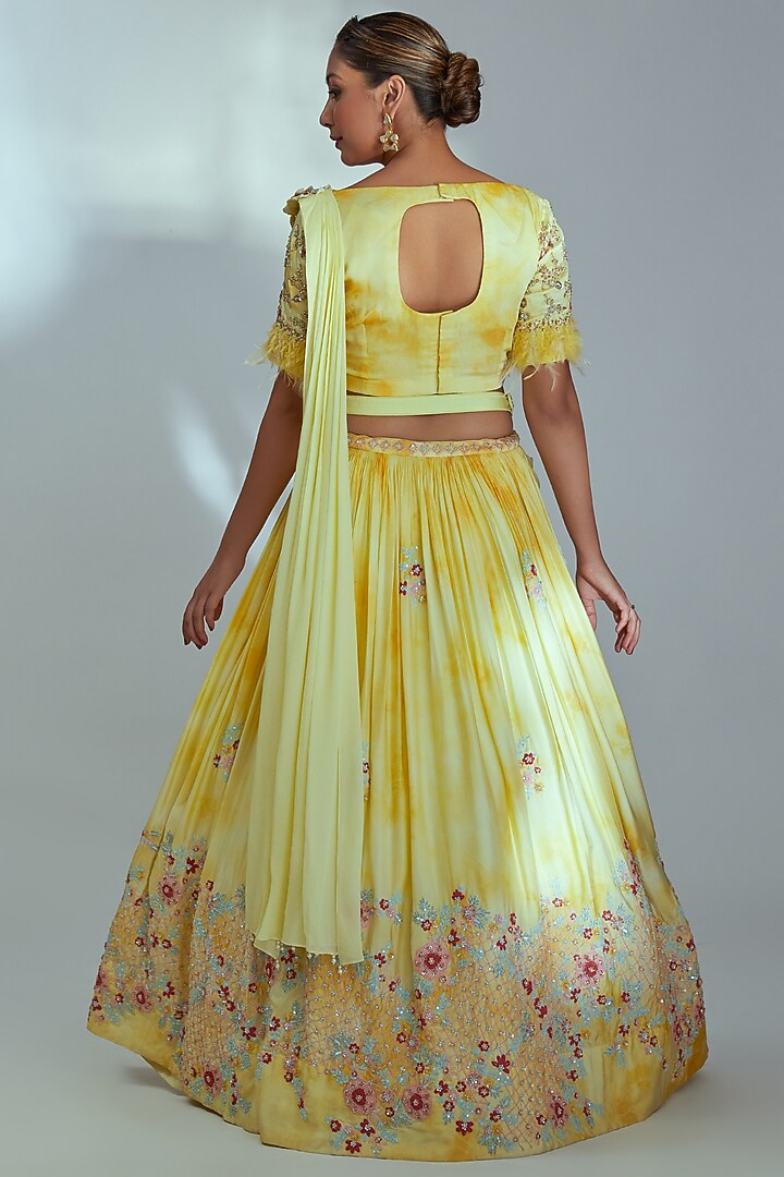 Yellow Wedding Lehenga Set With Print by Suruchi Parakh at Pernia's Pop Up Shop