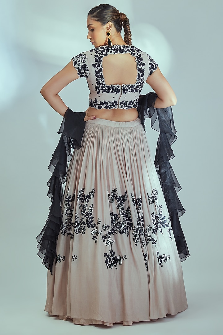Nude & Black Wedding Lehenga Set With Embroidery by Suruchi Parakh at Pernia's Pop Up Shop
