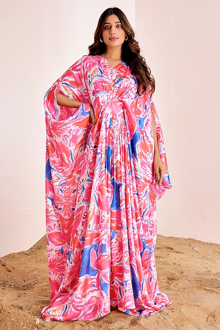 Multi-Colored Satin Silk Kaftan by Suruchi Parakh at Pernia's Pop Up Shop