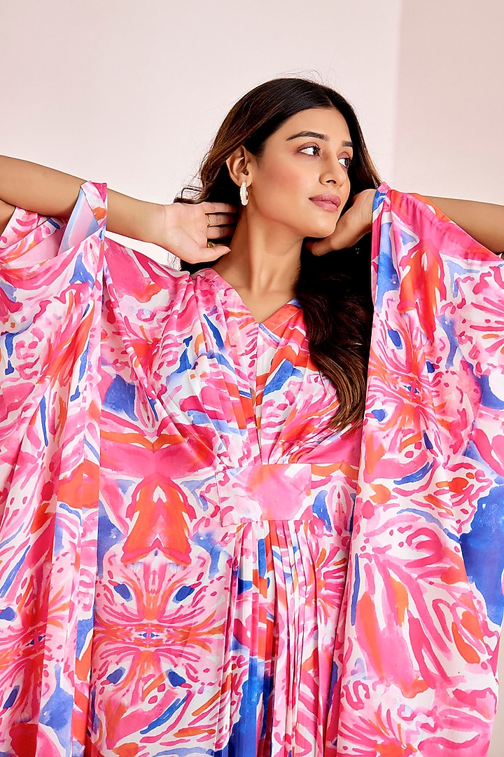Multi-Colored Satin Silk Kaftan by Suruchi Parakh at Pernia's Pop Up Shop