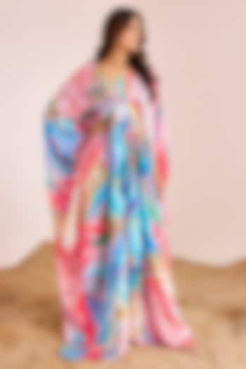 Multi-Colored Satin Silk Kaftan by Suruchi Parakh at Pernia's Pop Up Shop