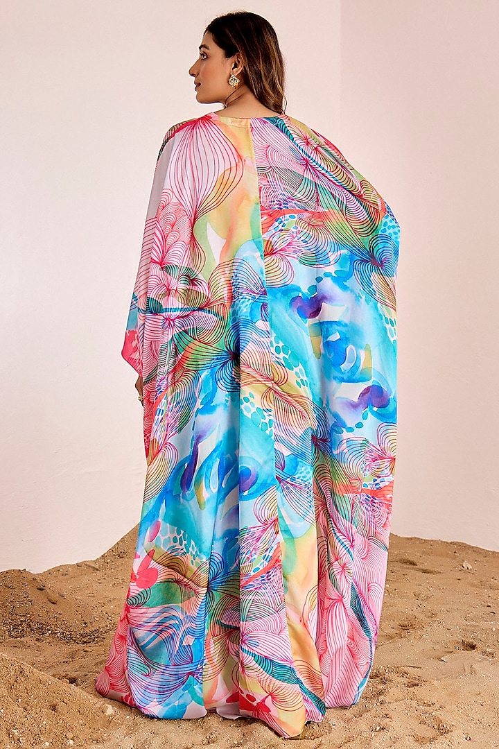 Multi-Colored Satin Silk Kaftan by Suruchi Parakh at Pernia's Pop Up Shop