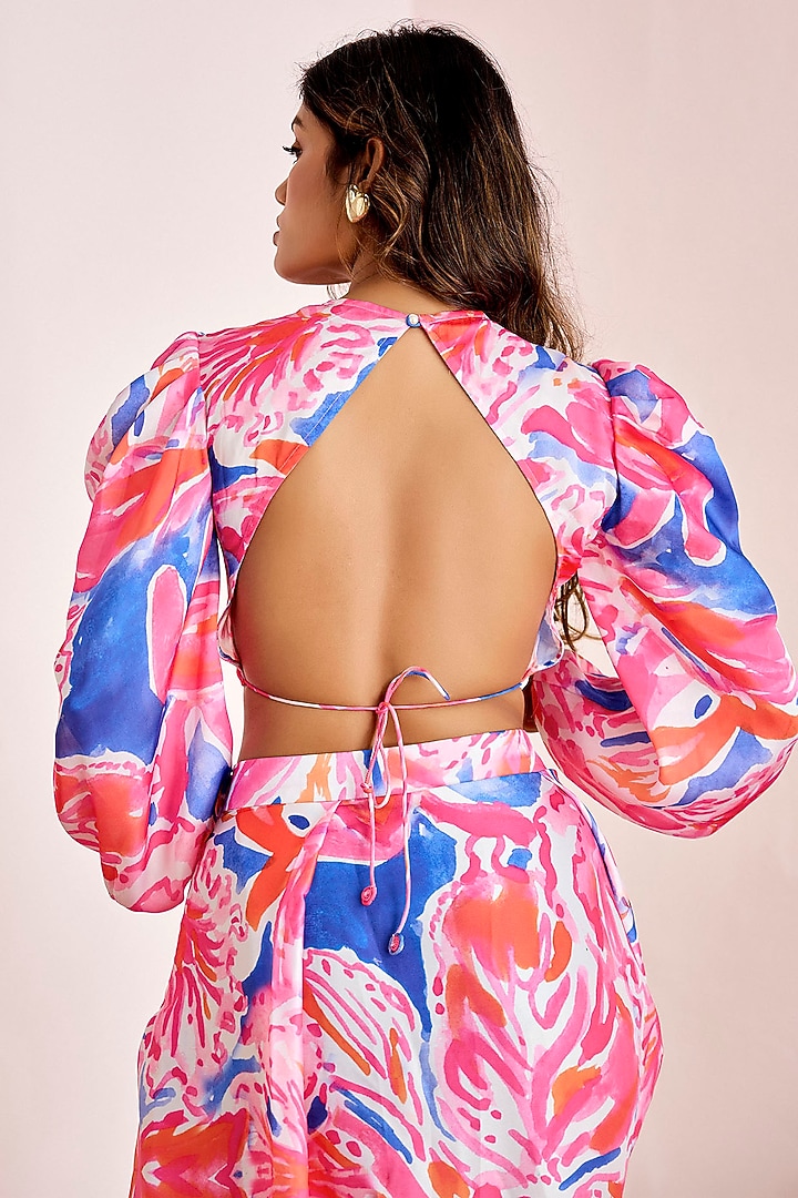 Multi-Colored Satin Silk Draped Skirt Set by Suruchi Parakh at Pernia's Pop Up Shop
