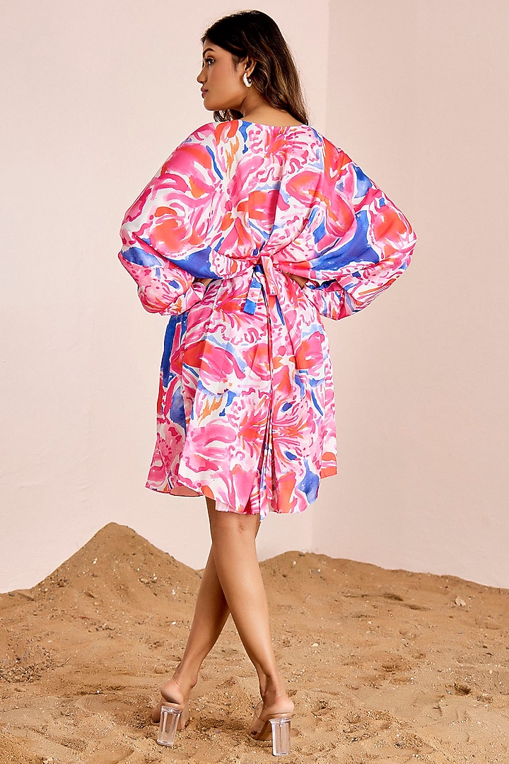 Multi-Colored Satin Silk Embellished Knee-Length Cocktail Dress by Suruchi Parakh at Pernia's Pop Up Shop