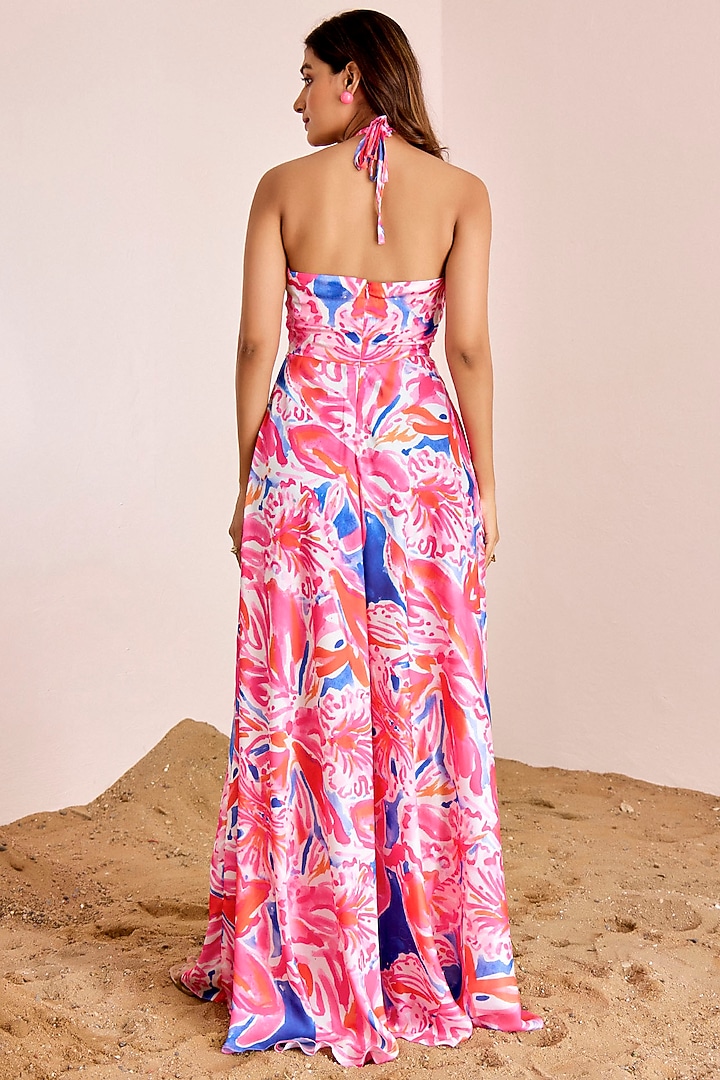 Multi-Colored Satin Silk Maxi Cocktail Dress by Suruchi Parakh at Pernia's Pop Up Shop